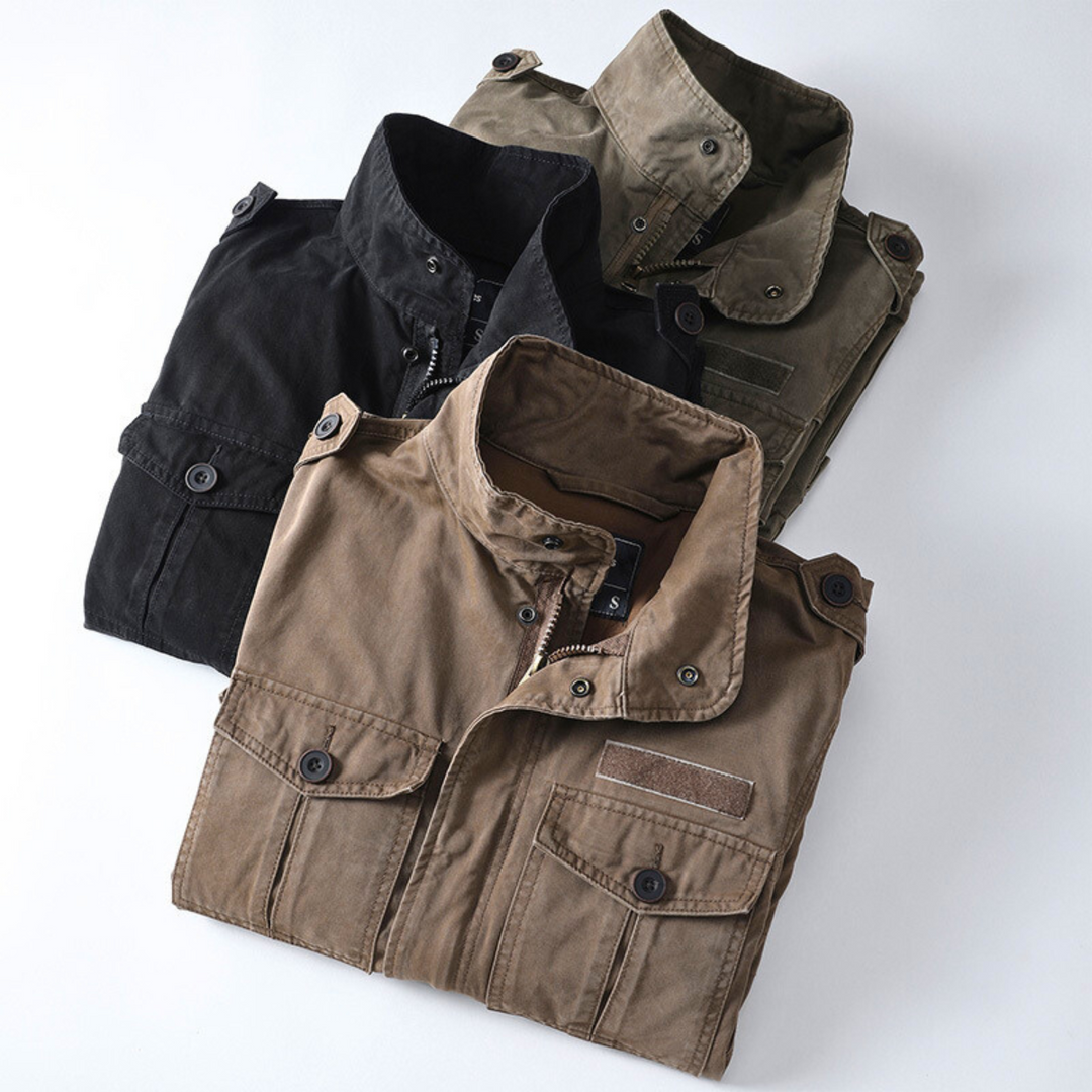 Sergei - Cargo Utility Jacket Stand Collar Long Sleeve
