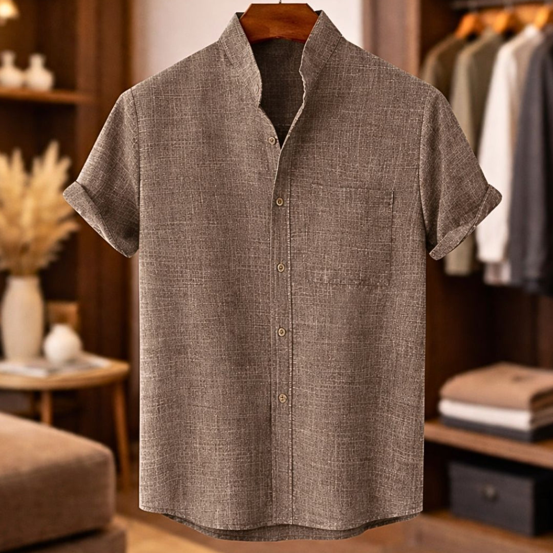 Sinzer | Shirt Short Sleeve Textured Button Front Pocket