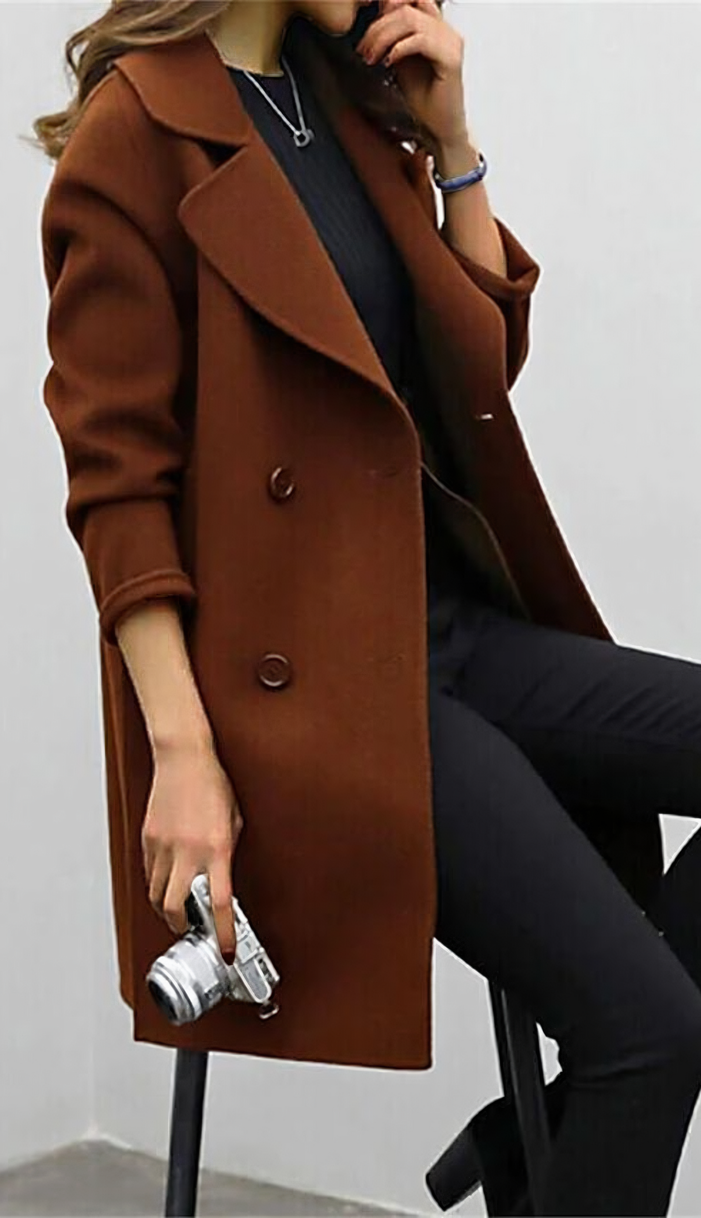 Katherene | Double Breasted Lapel Long Coat