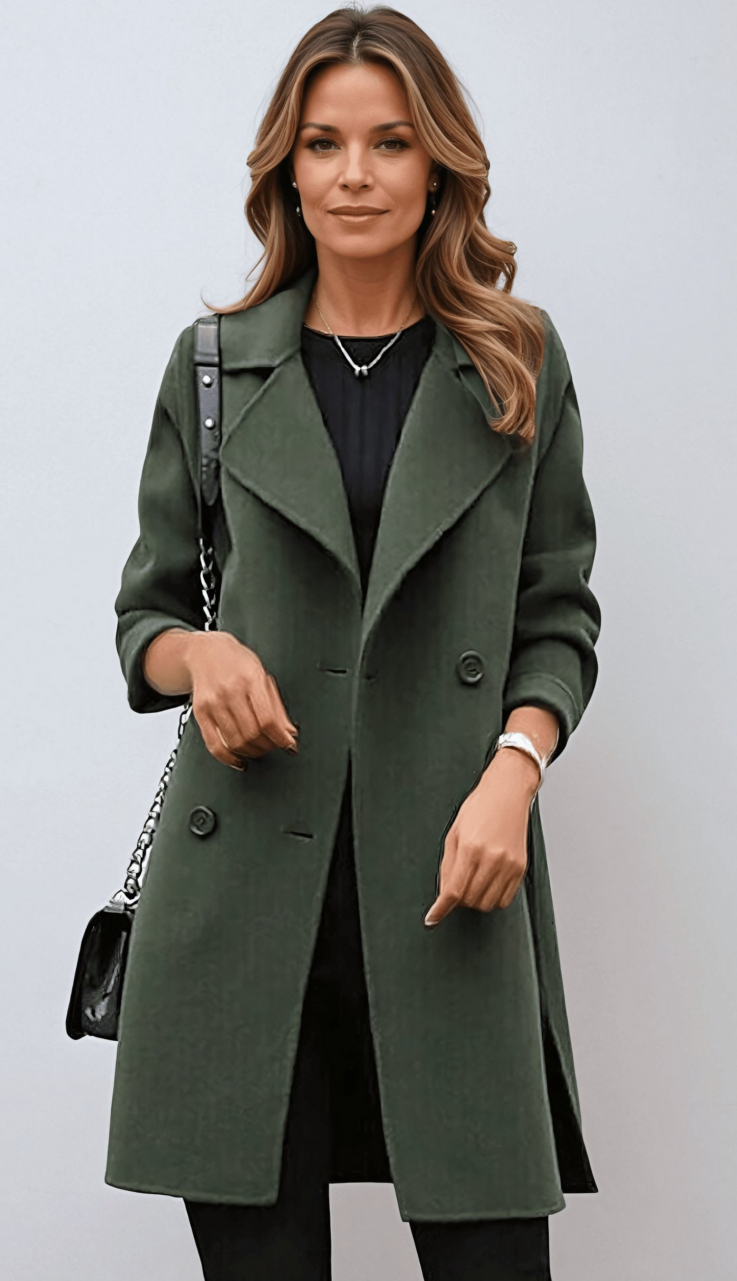 Katherene | Double Breasted Lapel Long Coat