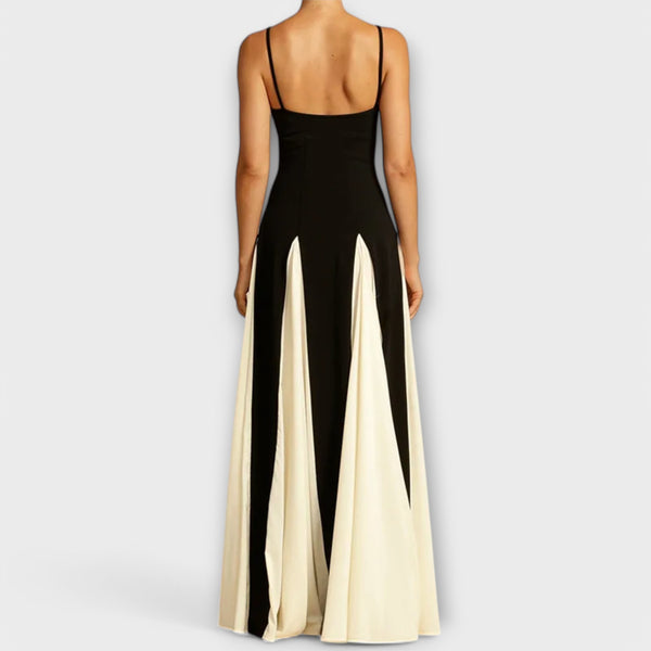 Kaethe | Maxi Dress Black Strappy Contrast Panel