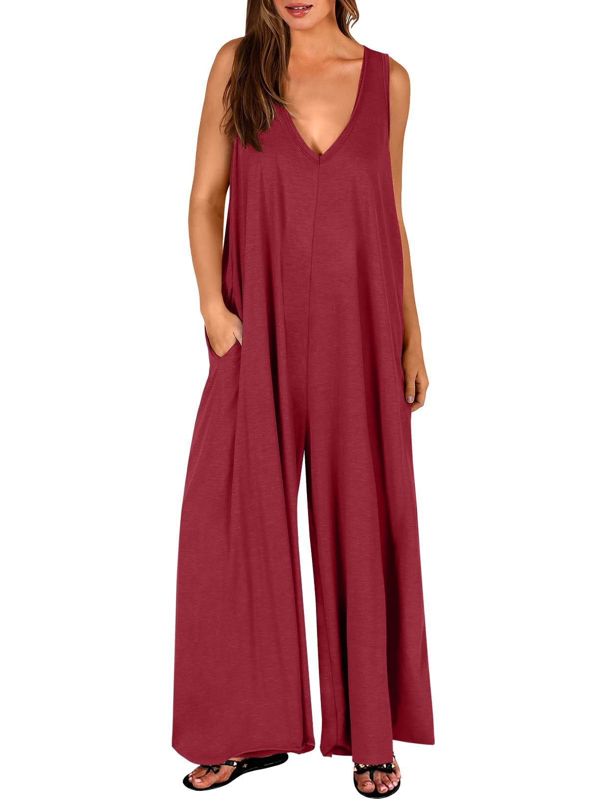 Arancha | Sleeveless V-Neck Wide Leg Jumpsuit