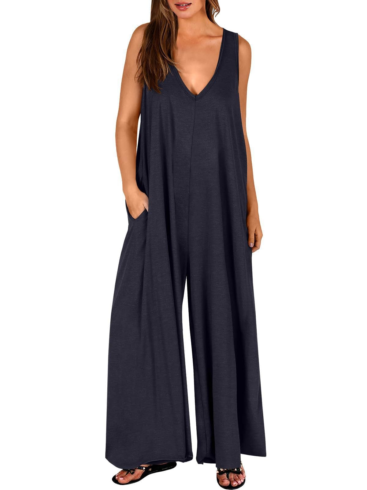 Arancha | Sleeveless V-Neck Wide Leg Jumpsuit