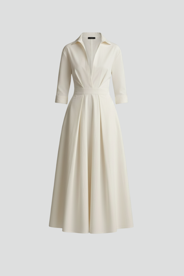 Hermiaisa | Midi Shirt Dress with Long Sleeves and Pockets