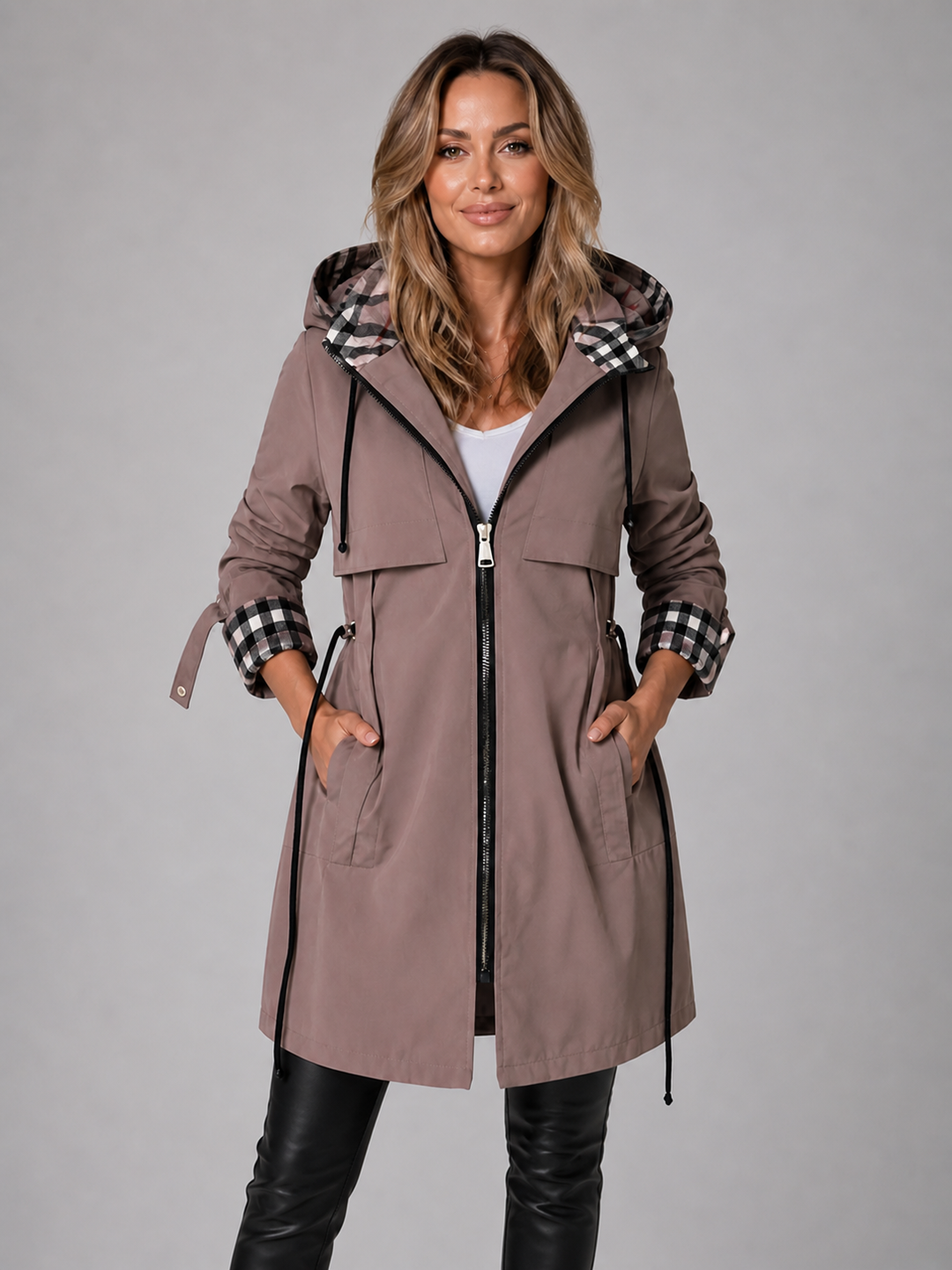 Ellen | Coat With Hood and Adjustable Drawstring Waist