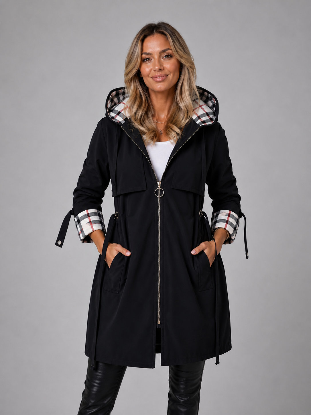 Ellen | Coat With Hood and Adjustable Drawstring Waist