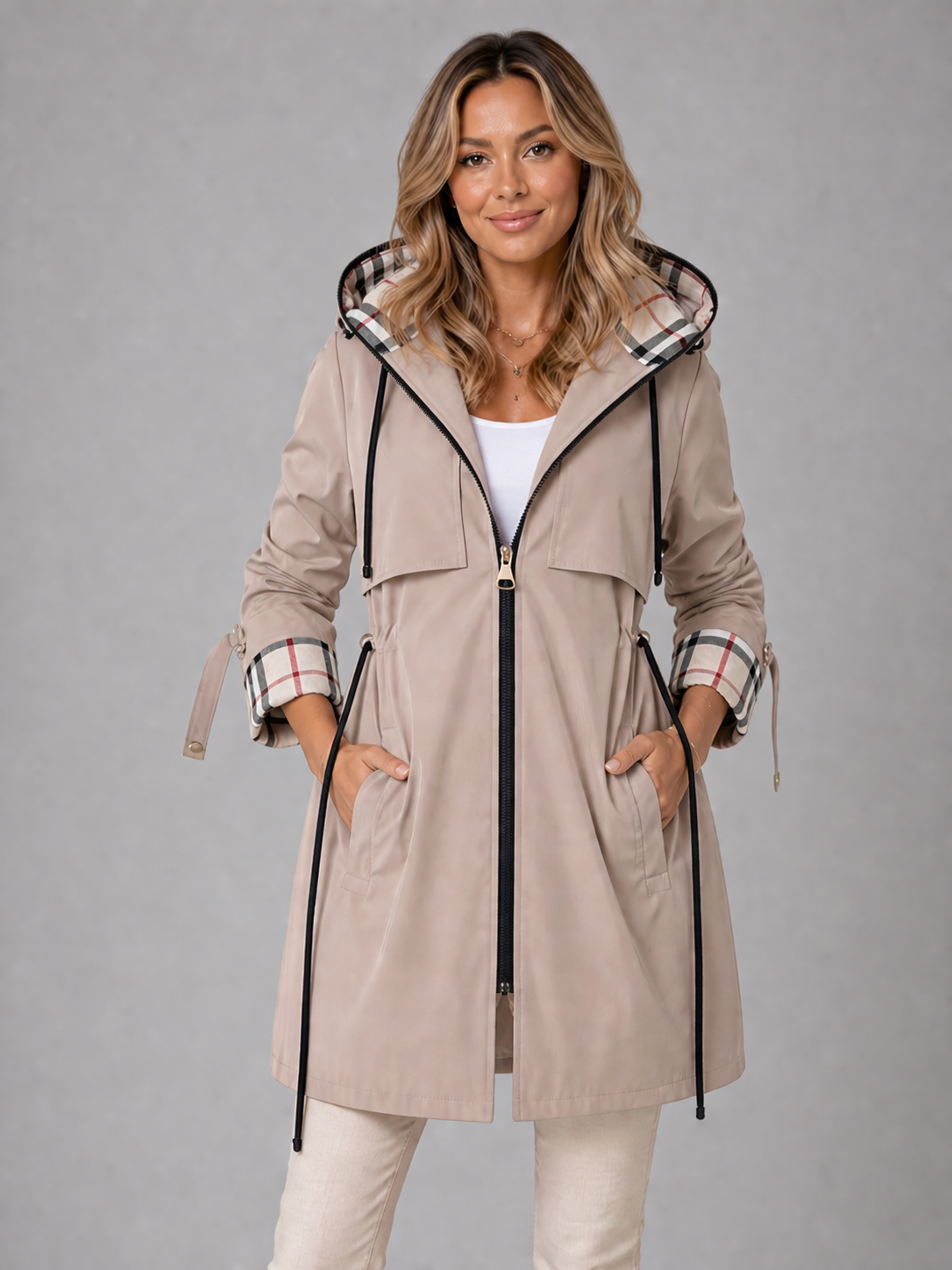 Ellen | Coat With Hood and Adjustable Drawstring Waist