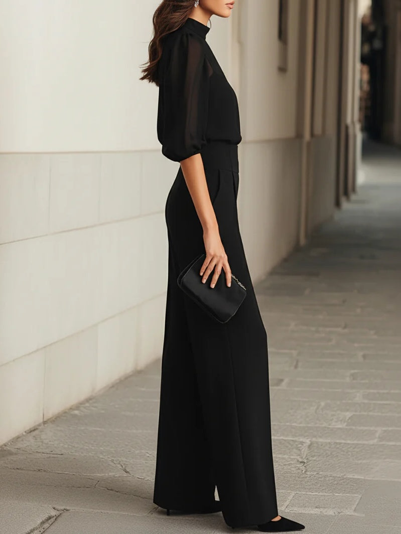 Dayanna | Wide Leg Sheer Sleeve Three Piece Set