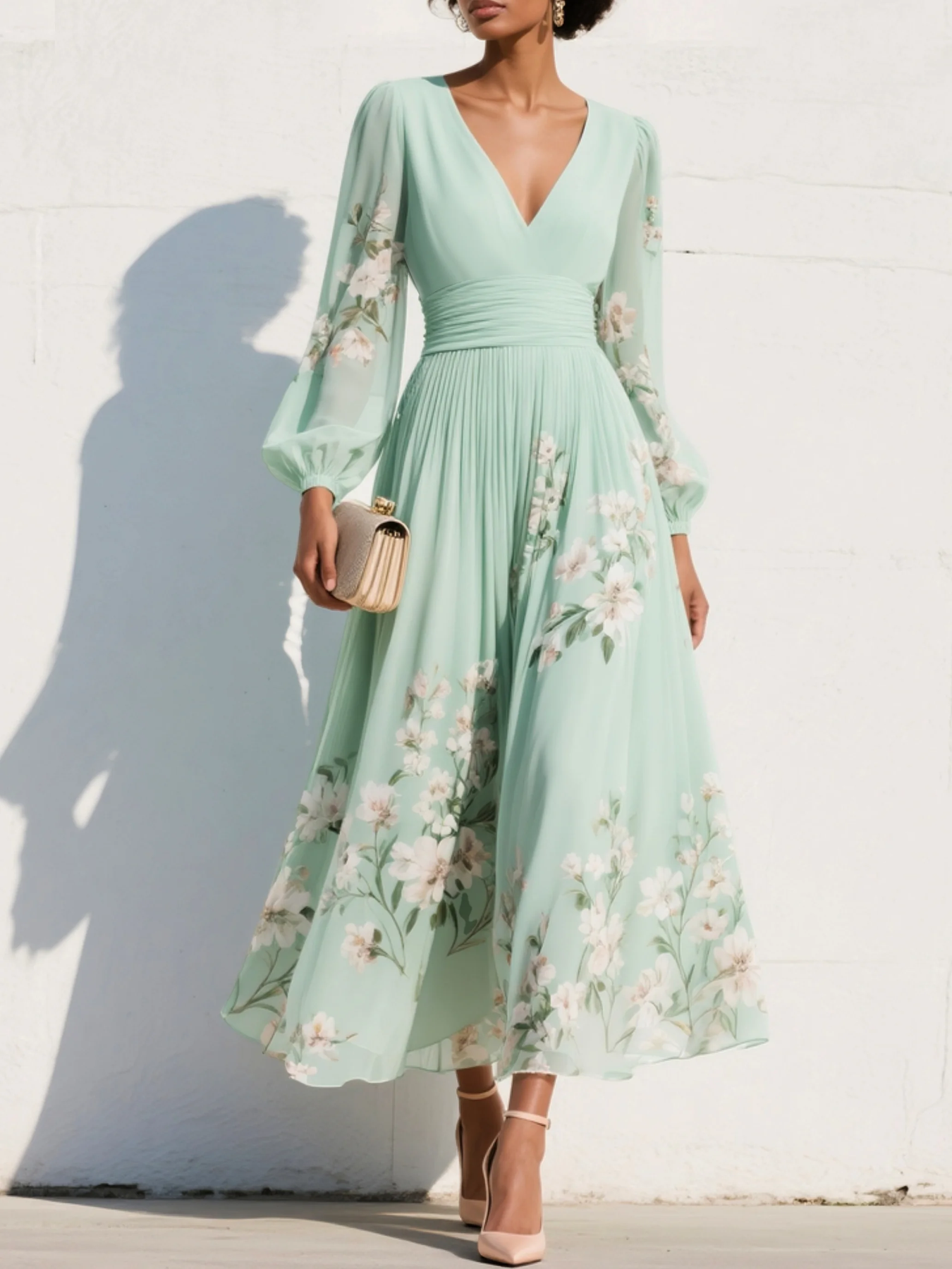 Evalyn - Floral V Neck Maxi Dress