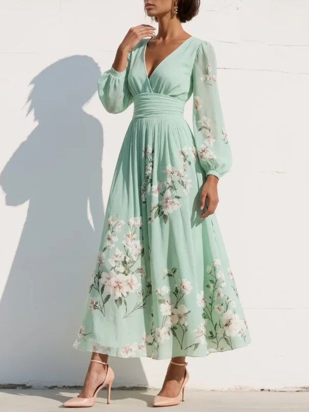 Evalyn - Floral V Neck Maxi Dress