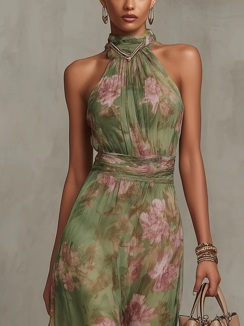 Livya | Floral Halter Maxi Dress