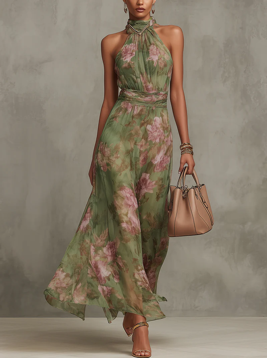 Livya | Floral Halter Maxi Dress