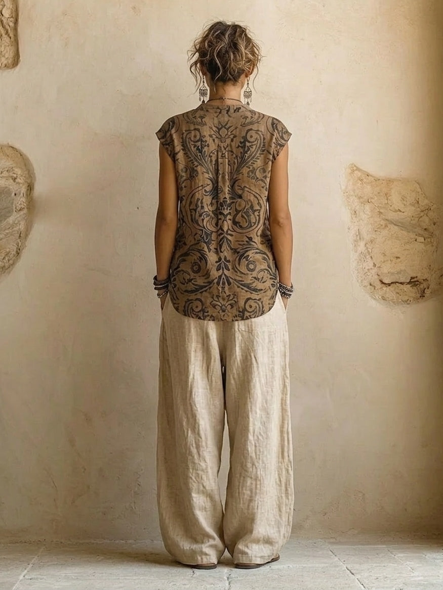 Ereka | Three Piece Printed Vest Trouser Set