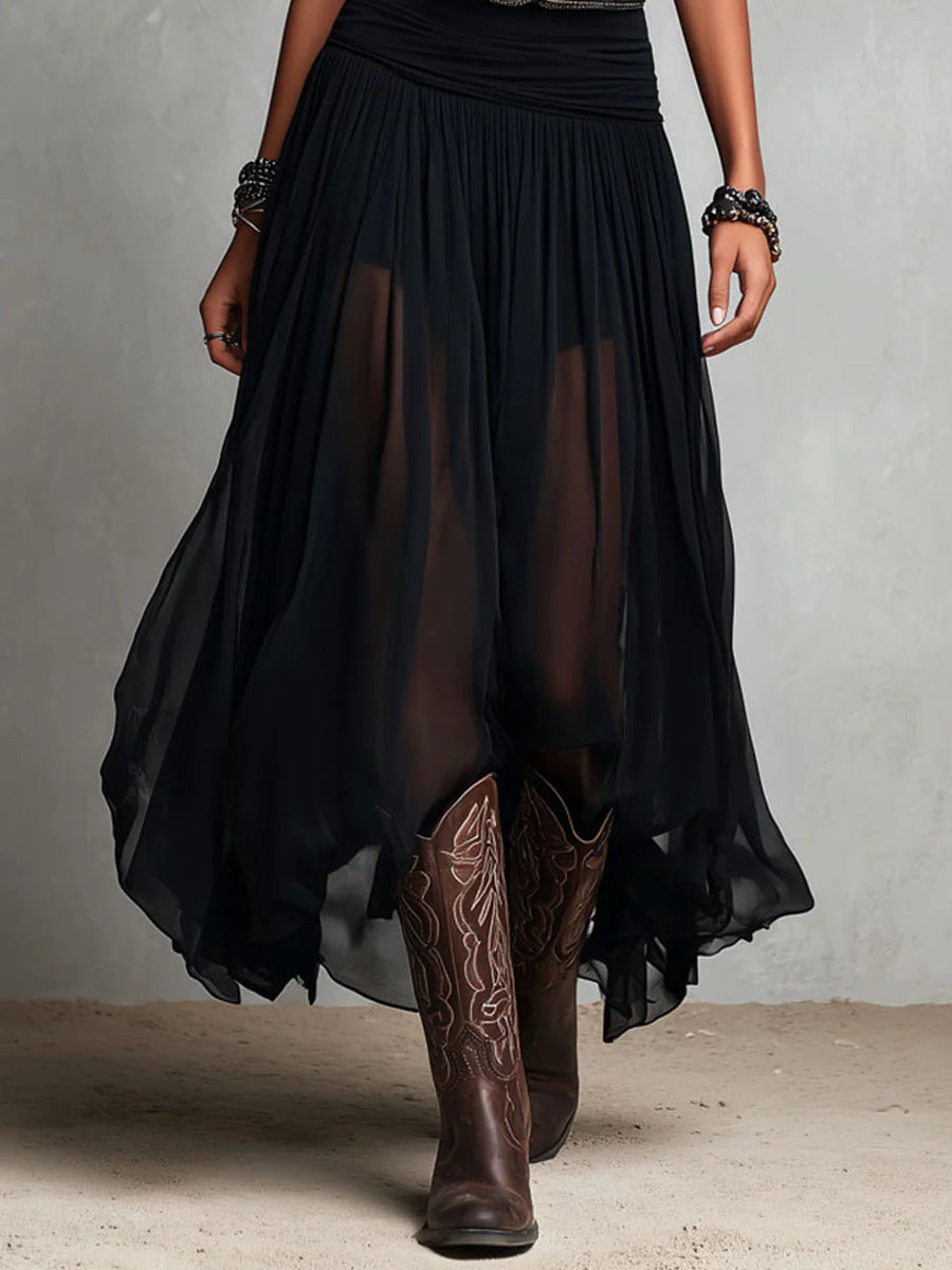 Odetta | Sleeveless Scoop Neck Tulle Maxi Dress