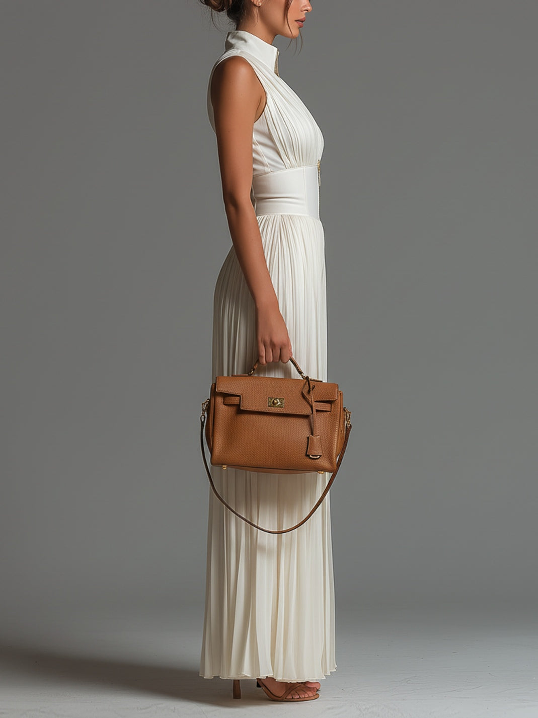 Natalien | Jumpsuit White Pleated Halter Neck Wide-Leg