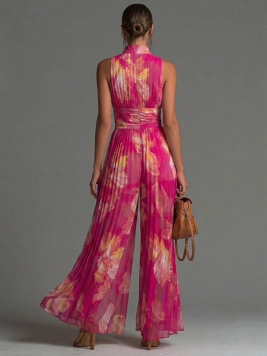 Kleira | Sleeveless Pleated Zip Front Jumpsuit