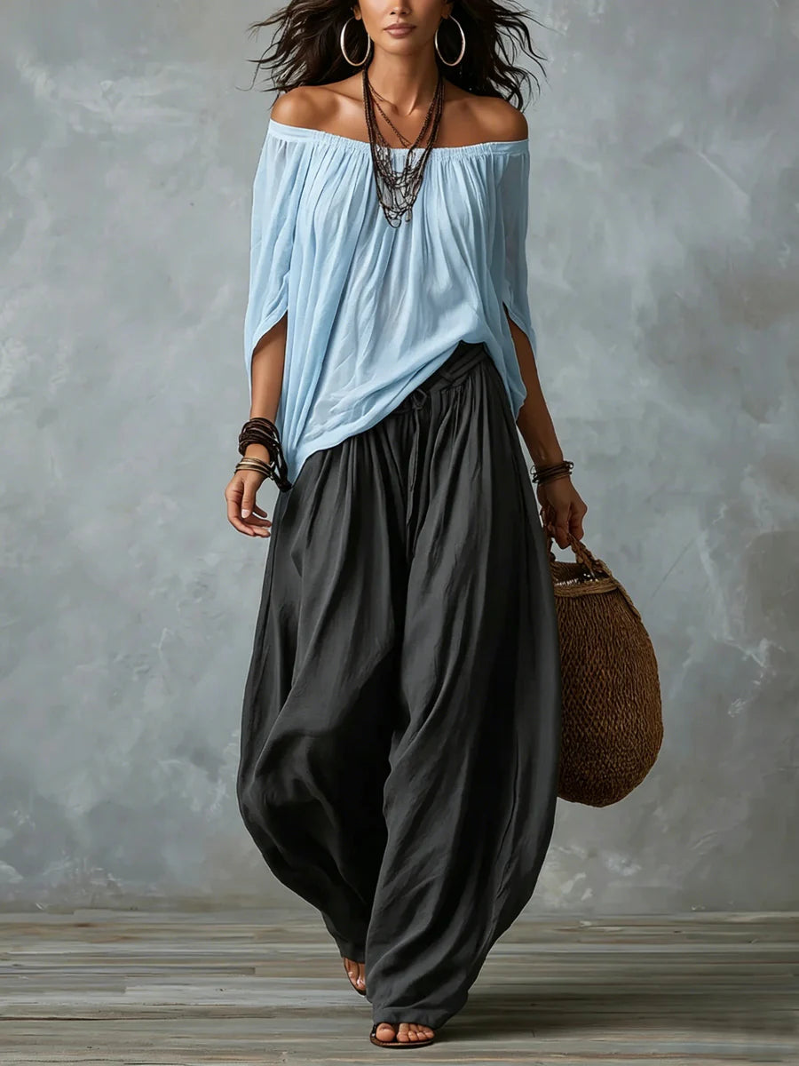 Joryna | Off-Shoulder Asymmetric Top Palazzo Set