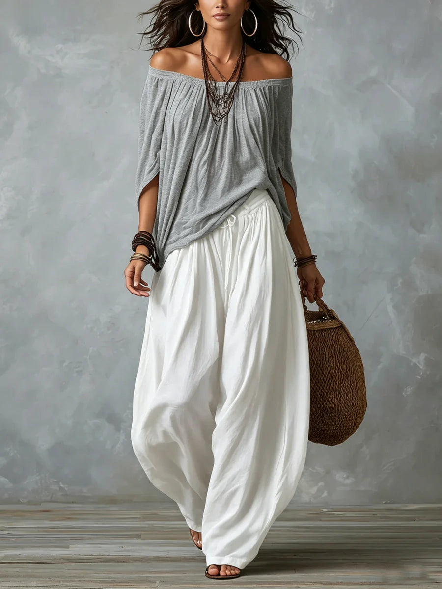 Joryna | Off-Shoulder Asymmetric Top Palazzo Set