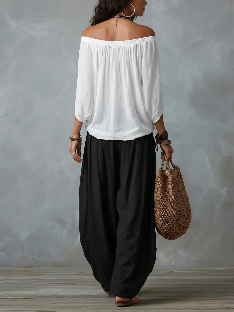 Joryna | Off-Shoulder Asymmetric Top Palazzo Set