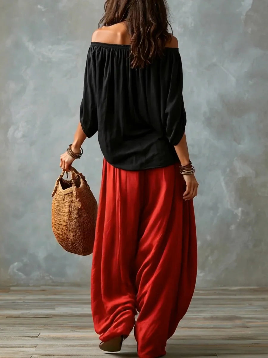 Joryna | Off-Shoulder Asymmetric Top Palazzo Set
