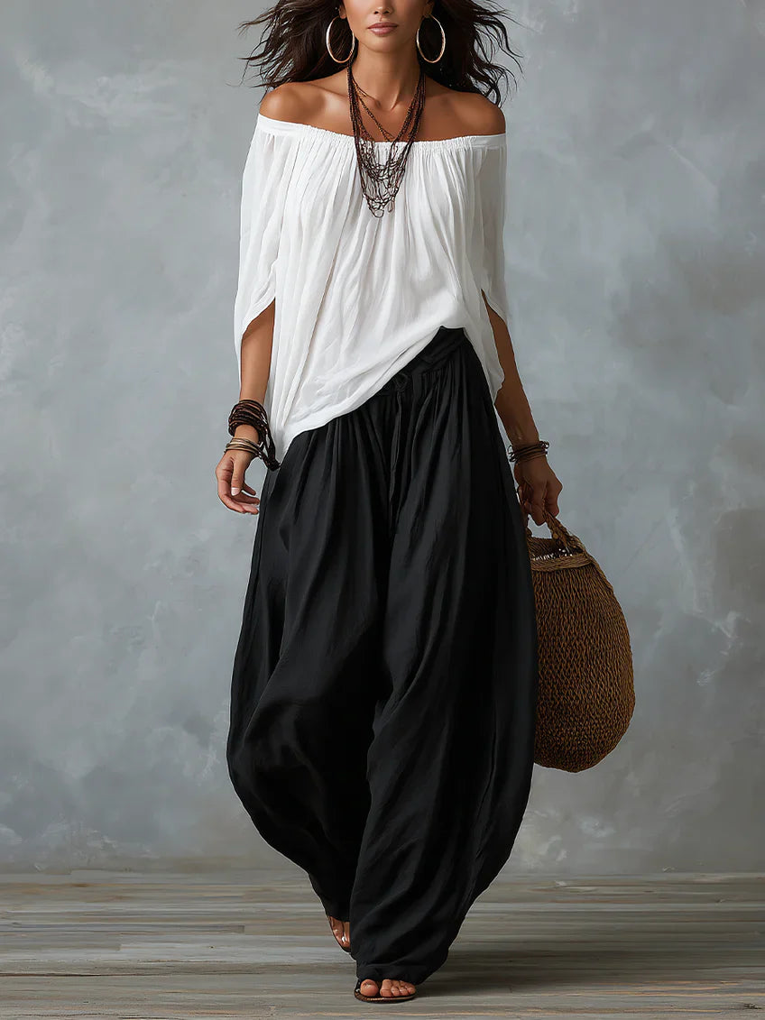 Joryna | Off-Shoulder Asymmetric Top Palazzo Set