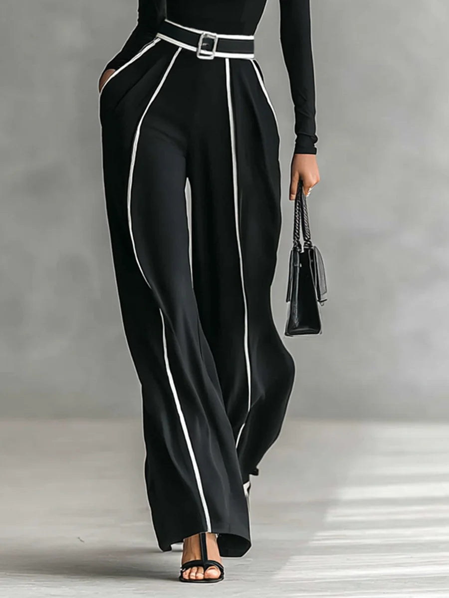 Karyssa - Wide Leg Turtleneck Jumpsuit with Belt