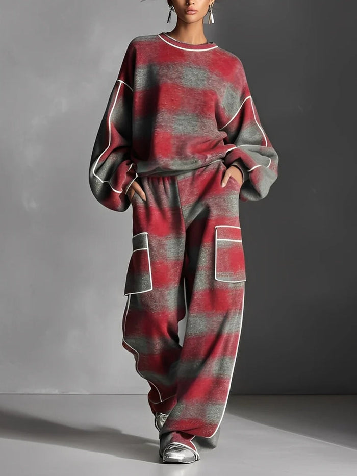 Naevia | Checked Oversized Two Piece Lounge Set
