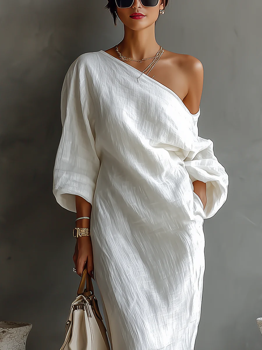 Zihara - One Shoulder White Maxi Dress