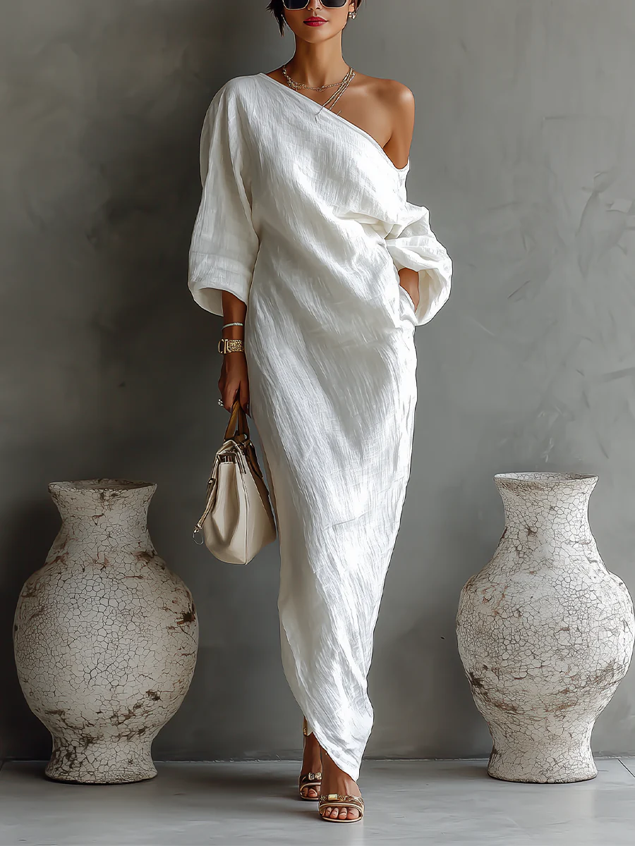 Zihara - One Shoulder White Maxi Dress