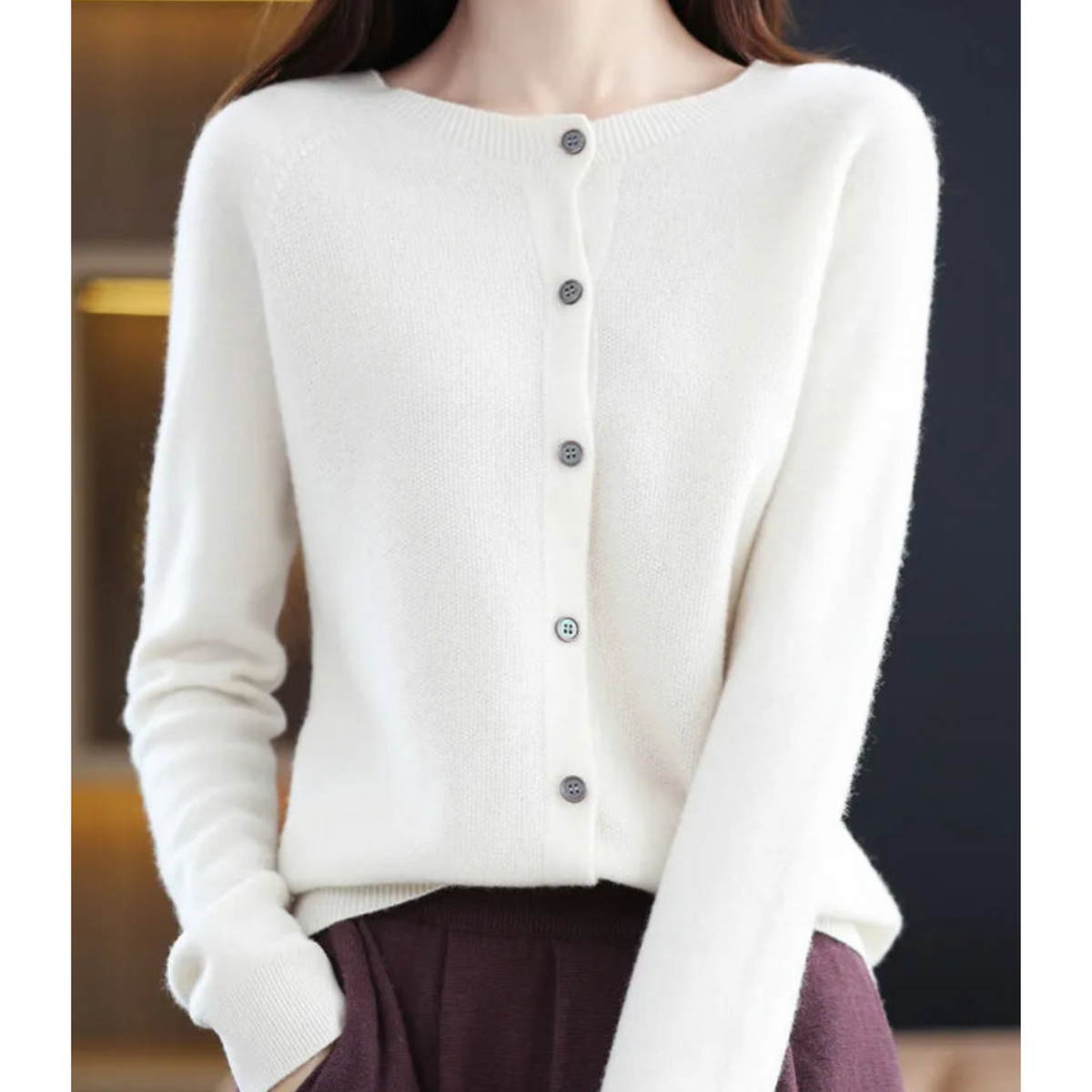 Mary | Cardigan With Round Neck and Long Sleeves