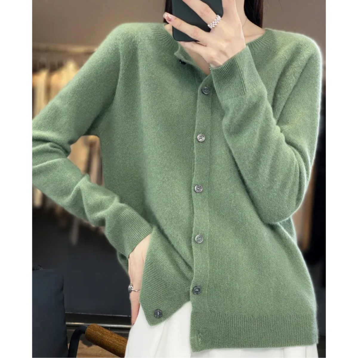 Mary | Cardigan With Round Neck and Long Sleeves