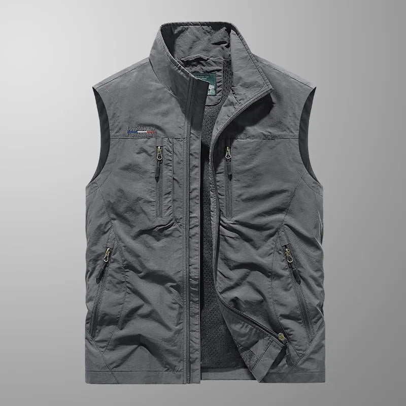 Albert | Vest Stand Collar Zip Front Multi Pocket