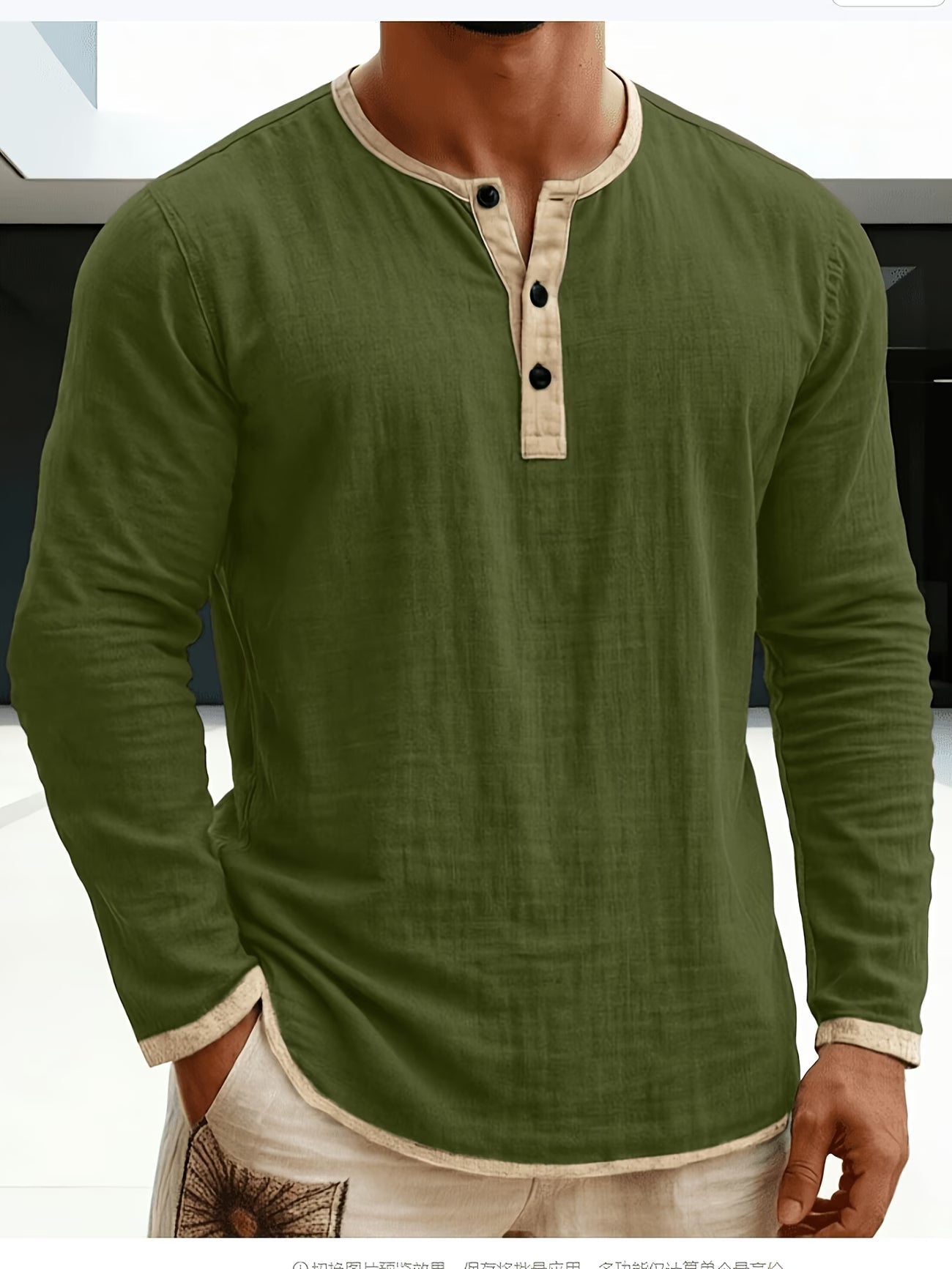 Lorcen | Long Sleeve Henley Shirt with Button Placket