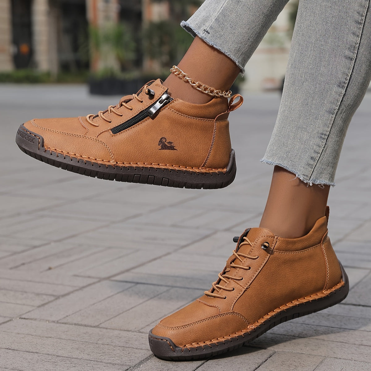 Lynette | Ankle Boots With Laces and Side Zippers