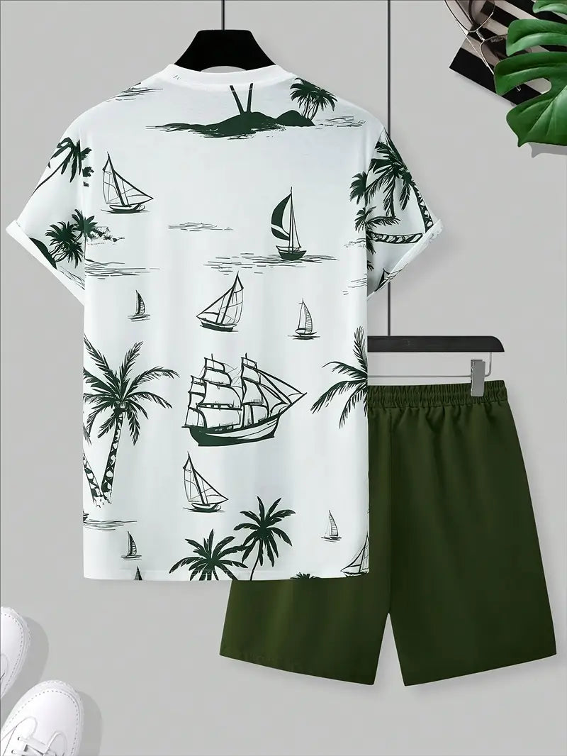 Barea | Tropical Print T Shirt Shorts Set
