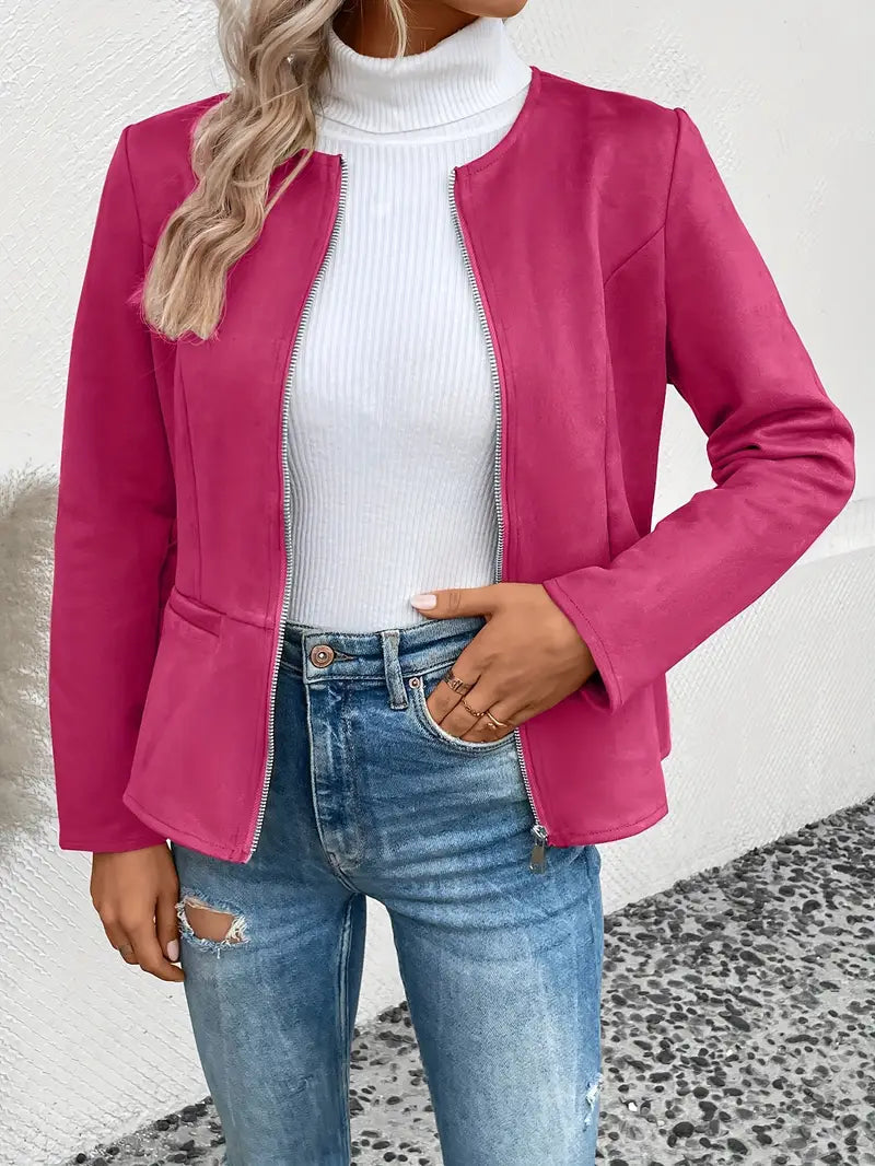 Roksana | Jacket with Round Neck and Zip Closure