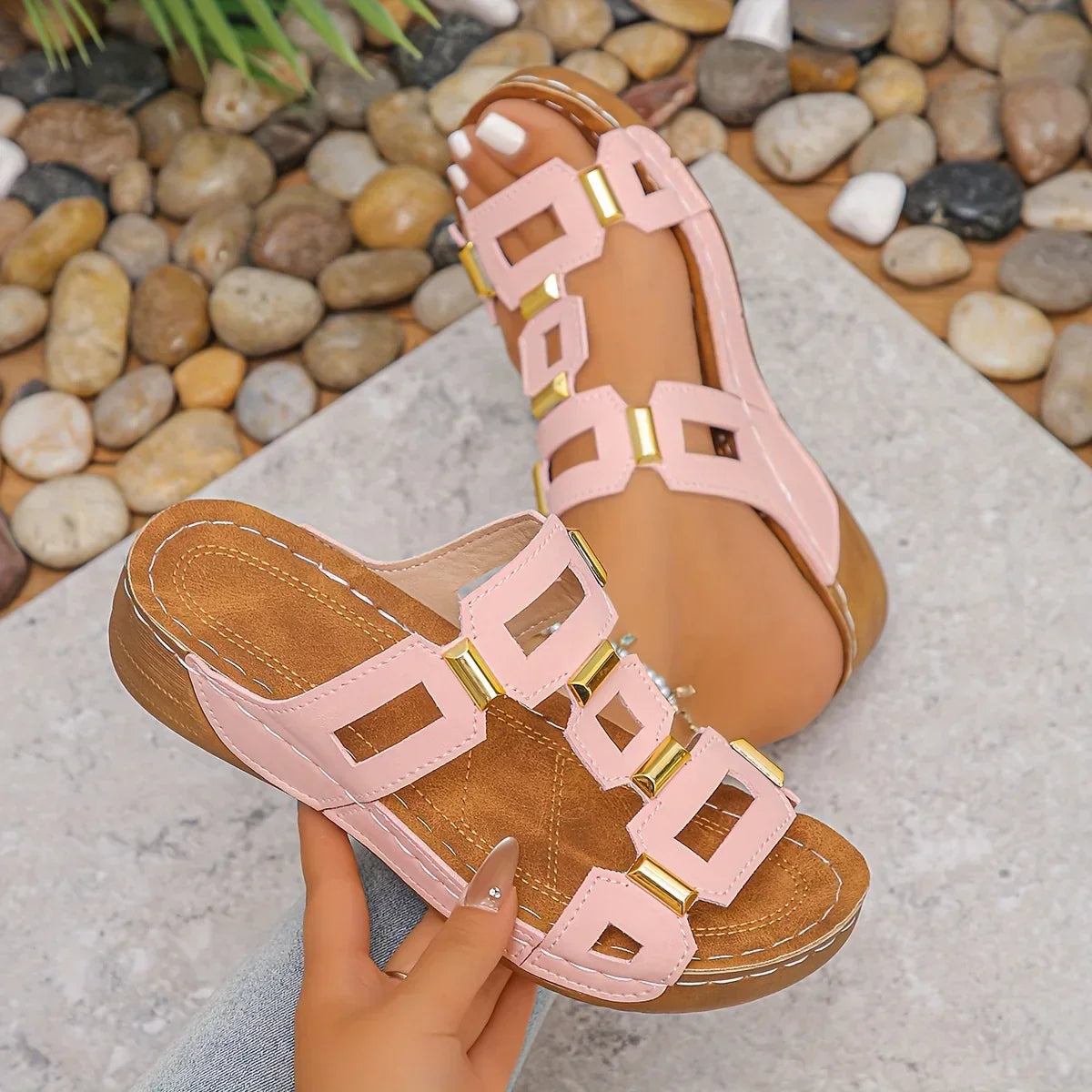 Norika | Open Toe Cutout Slide Sandals