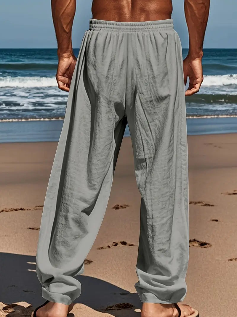 Babaev | Drawstring Wide Leg Casual Linen Pants