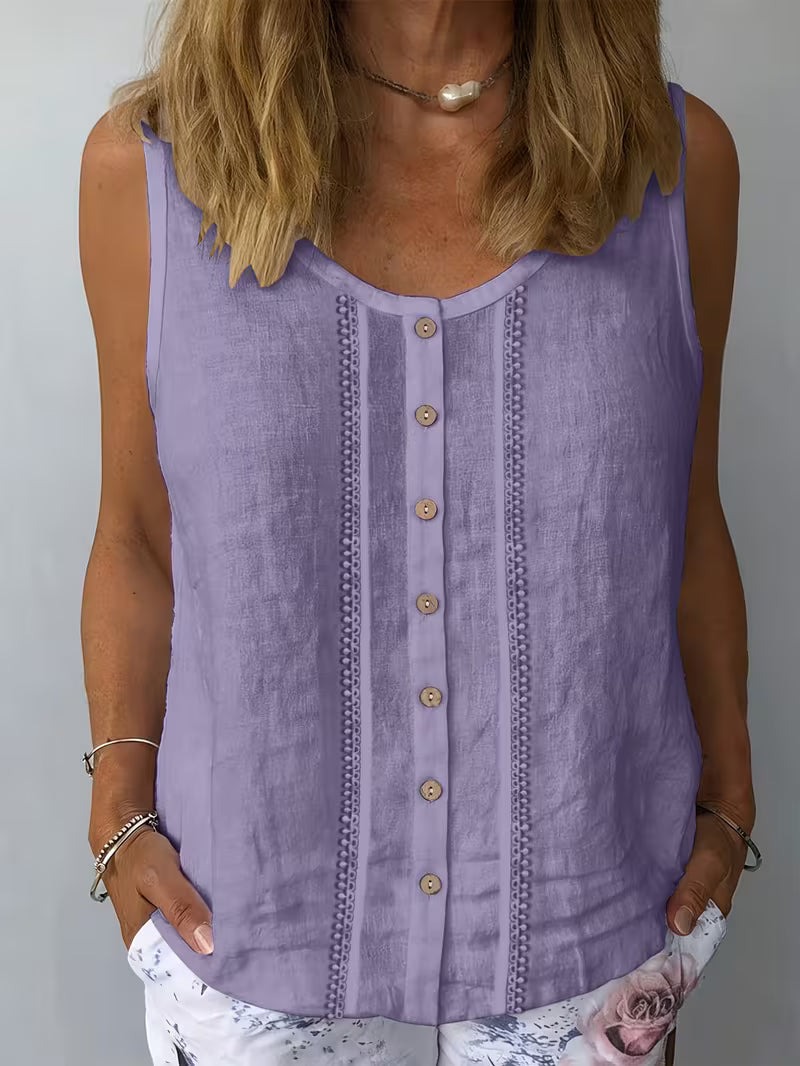 Elaris | Sleeveless Round Neck Vest Top in Purple