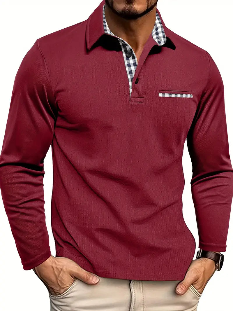 Viktor | Long Sleeve Polo with Button Placket