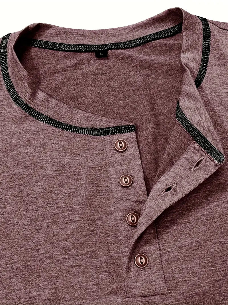Orazio | Henley Short Sleeve Contrast Stitch Shirt