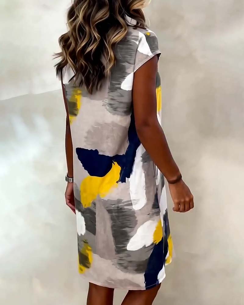 Addie | Dress Abstract Print Short Sleeve Shift