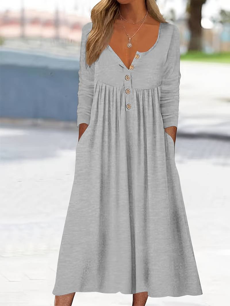 Imethma | Maxi Dress Long Sleeve Button Pocket