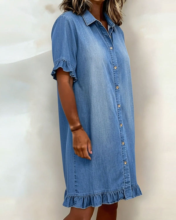 Ndapewa | Denim Style Button Front Shirt Dress