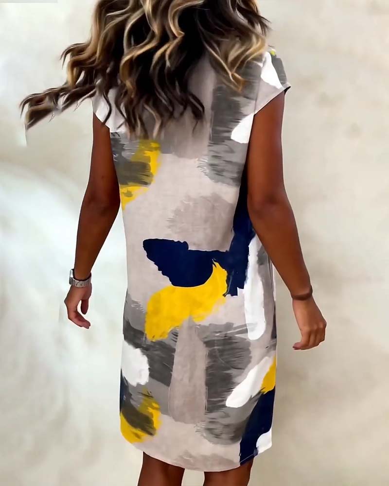 Addie | Dress Abstract Print Short Sleeve Shift