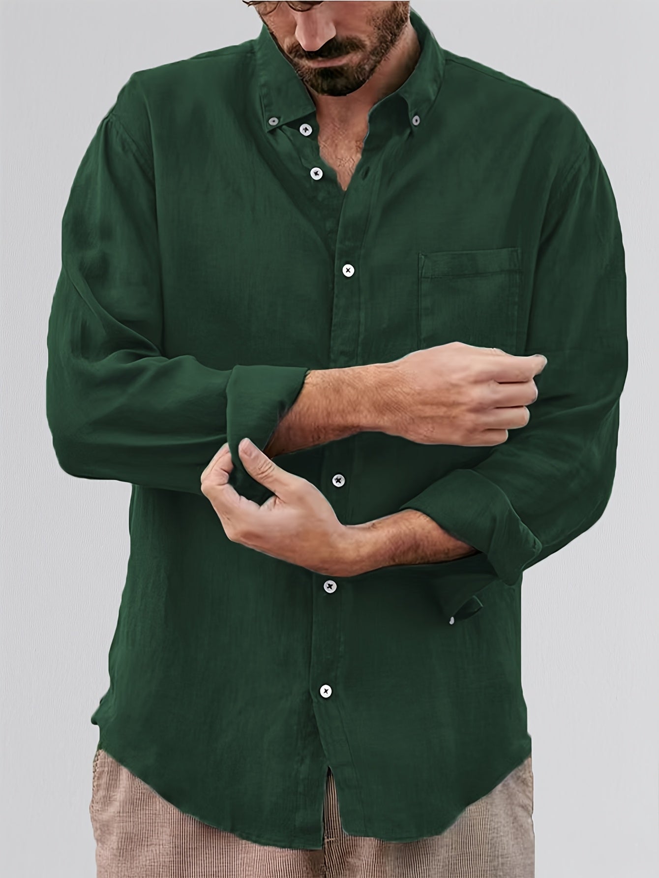 Deshawn | Long-Sleeve Button-Up Shirt with Pocket