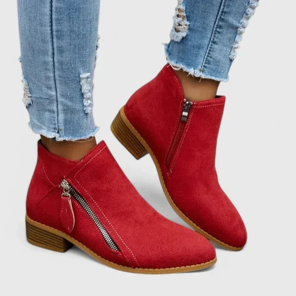 Michelle | Ankle Boots With Zippers and Block Heels