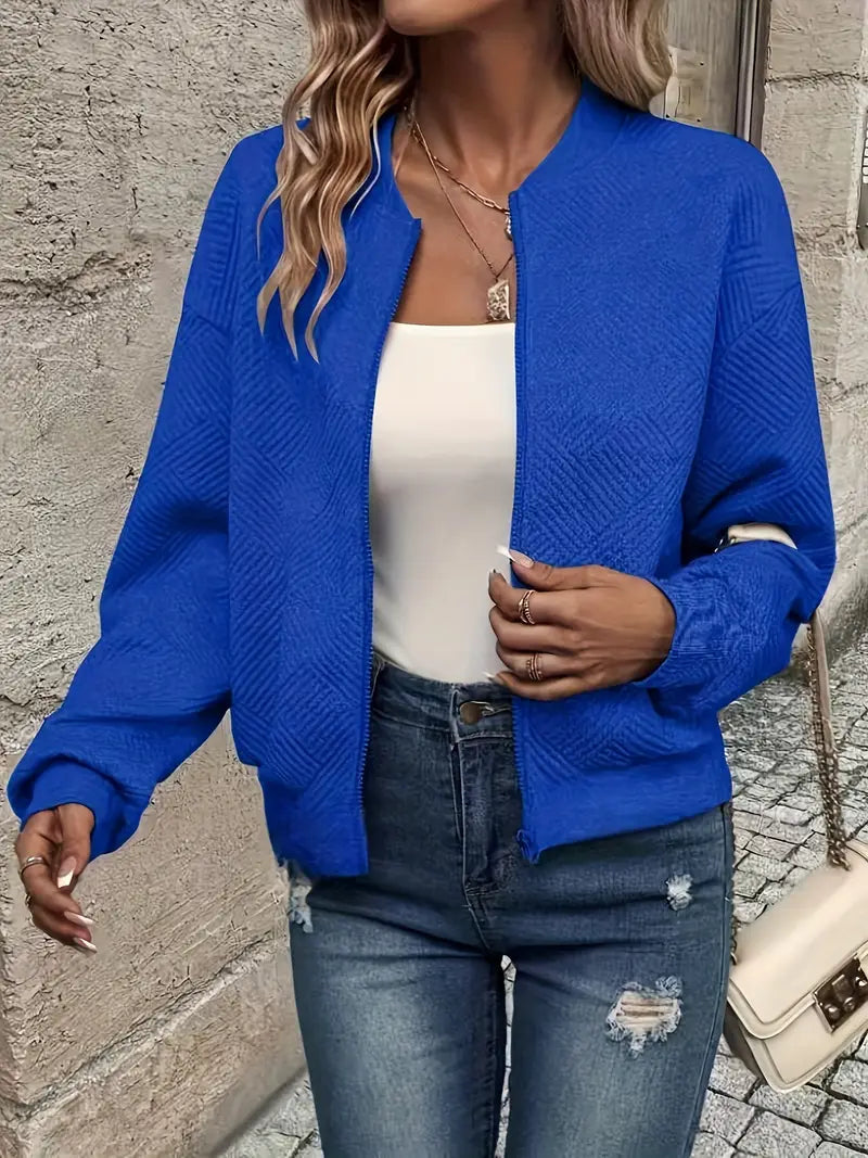 Juanita | Textured Zip-Up Long Sleeve Jacket