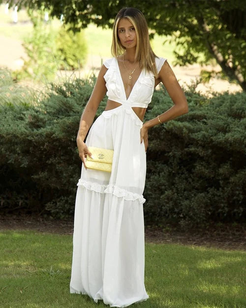 Versailles | Ruffle Sleeve Cutout Maxi Dress