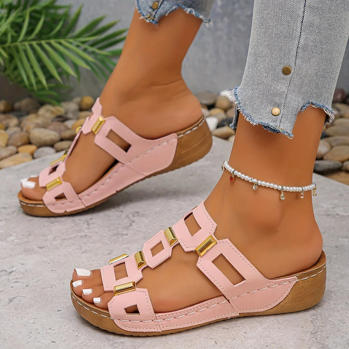Norika | Open Toe Cutout Slide Sandals